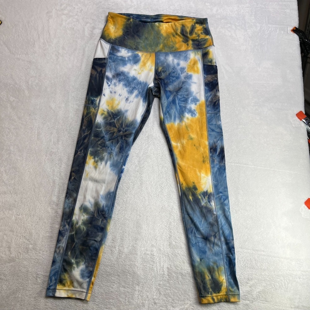 Centro Leggings Women's Large Tie Dye‎ High Waisted Pockets Activewear - 29x27